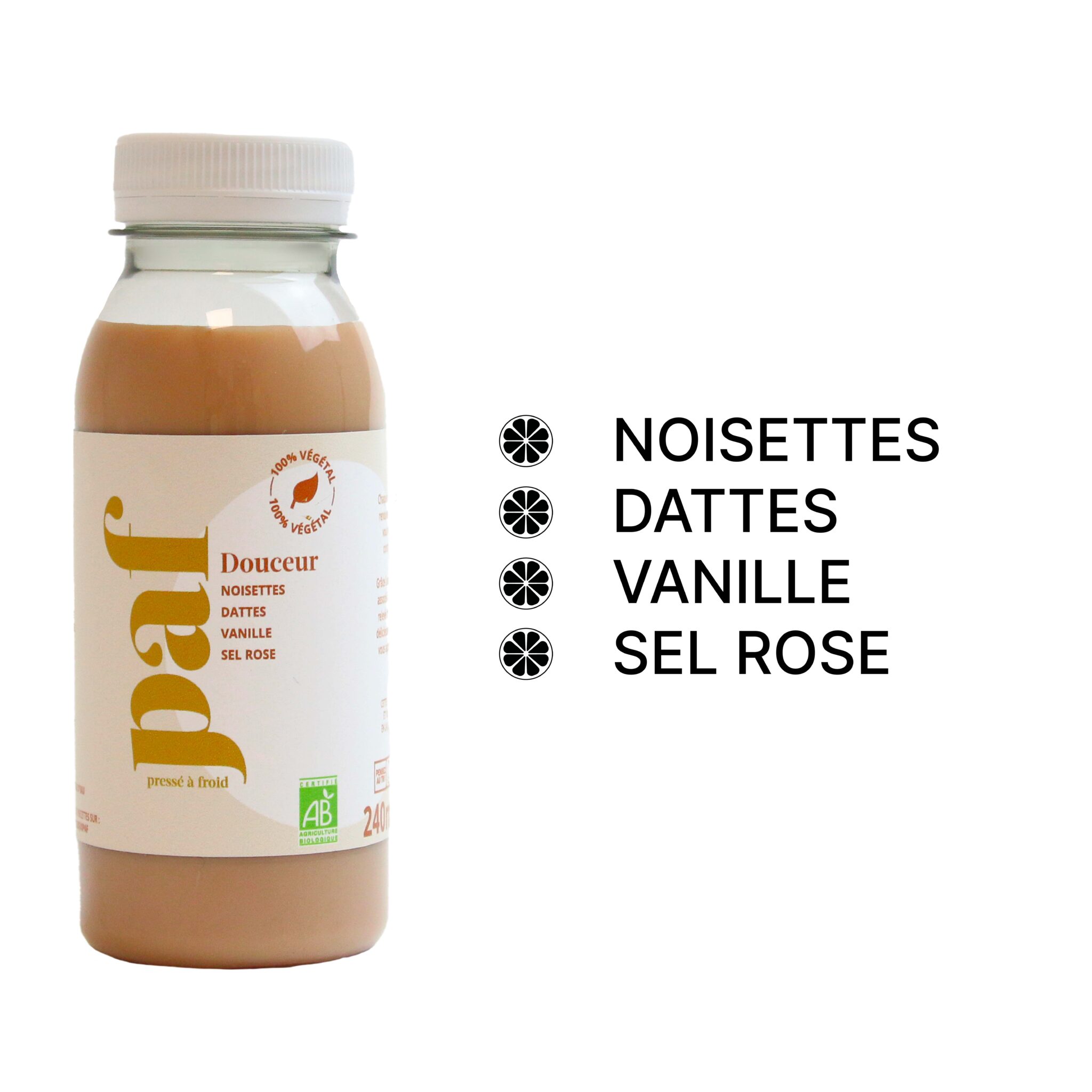 Jus Douceur 240ml Noisettes Dattes Vanille Sel Rose